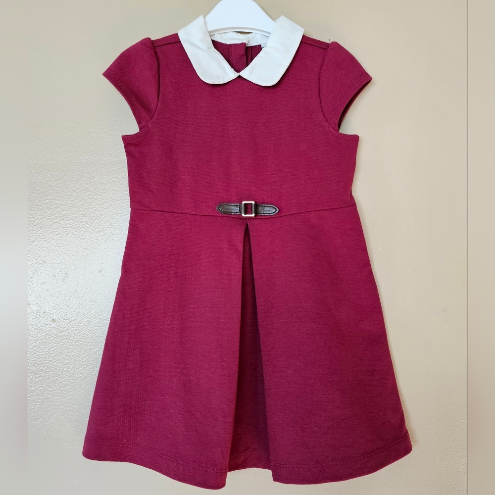 Janie & Jack Toddler Girls 2T Ponte Dress Collared Equestrian Buckle Pleated NWT